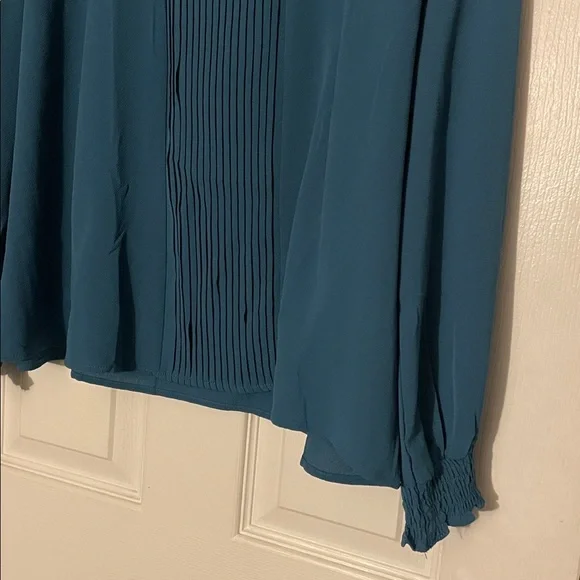 Teal Women's Top with Ruffle Details - Picture 2 of 4
